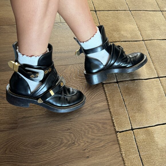 BALENCIAGA Ceinture Leather Buckled Boots - Picture 3 of 12